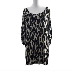 # Travelers By Chico's Black Tan Ikat Animal Print Pavlova Top Womens 4 XXL 20